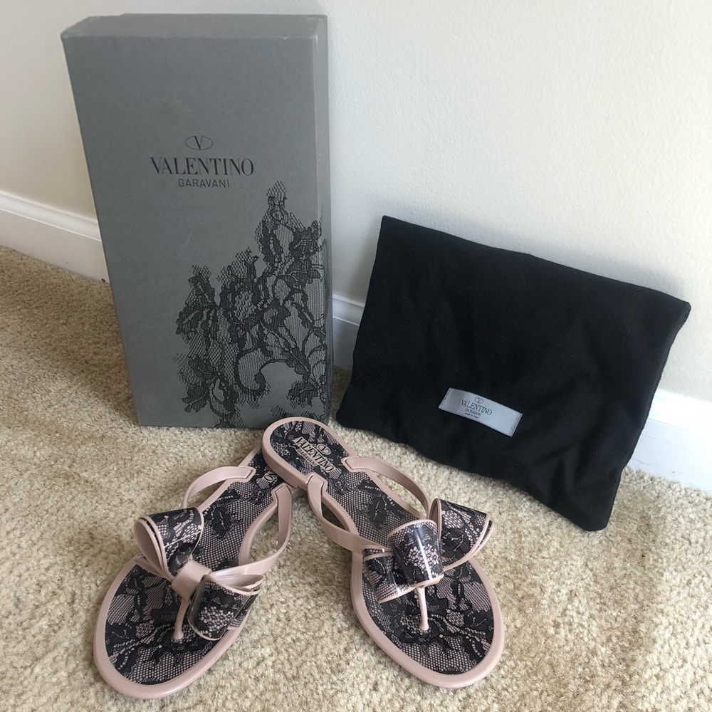 Valentino Rubber Lace Bow Sandals